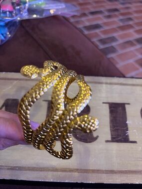 Gold Snake Coil Statement Cuff Bracelet